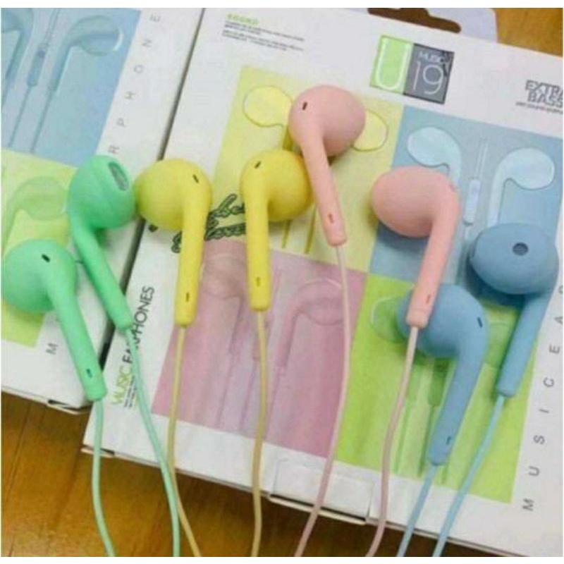 U19 MACARON HEADSET HANSFREE MACARON MATTE COLOUR HIFI HANDSFREE EXTRA BASS / HF EARPHONE U19