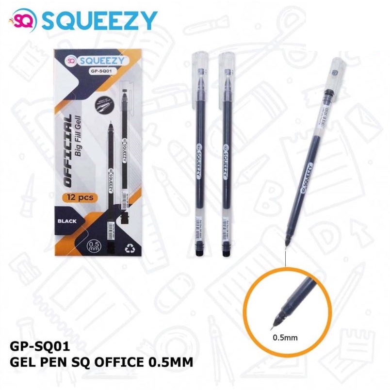 #LC-ATK Pulpen Tinta Gel Office Smooth 0,5mm / Pen Gel Squeezy / Bolpoin