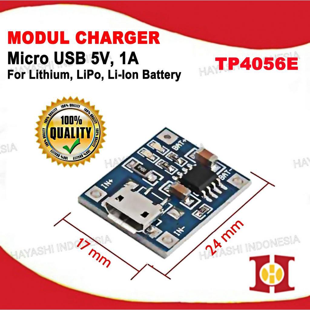 Modul TP4056E Micro USB Charger 18650 Baterai Lithium 5V 1A-5pcs