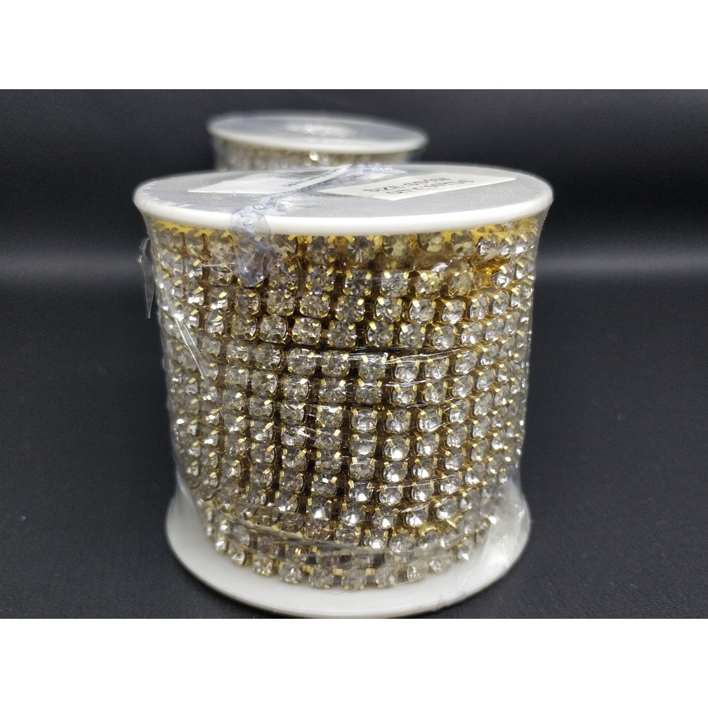 Permata/ Diamond Cangkang Renteng Rapat ss14 Silver/Gold AB KW1. per roll