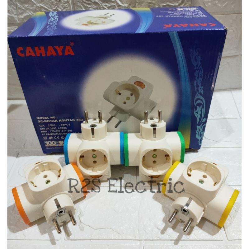 [Cahaya] Colokan T Arde Cabang 3 + Switch Onoff / Stop Kontak Cabang Tiga