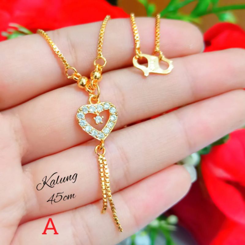 Kalung TITANIUM Koye Dewasa motif elegan anti karat lapis emas Korea