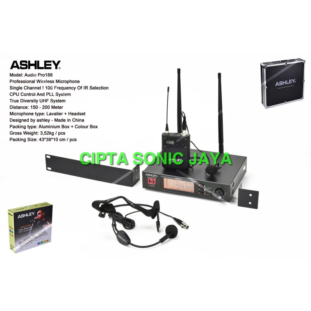 MIKROFON Mic Wireless Ashley Audio Pro 188 Original Ashley PRO188