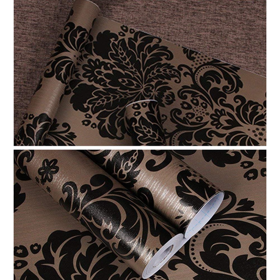 PAKET HEMAT ISI 5ROLL WALLPAPER STIKER DINDING / WALLSTIKER PREMIUM BAHAN PVC MOTIF BATIK BROWN CY1008 MODERN ( BELI 1 GRATIS 1 )