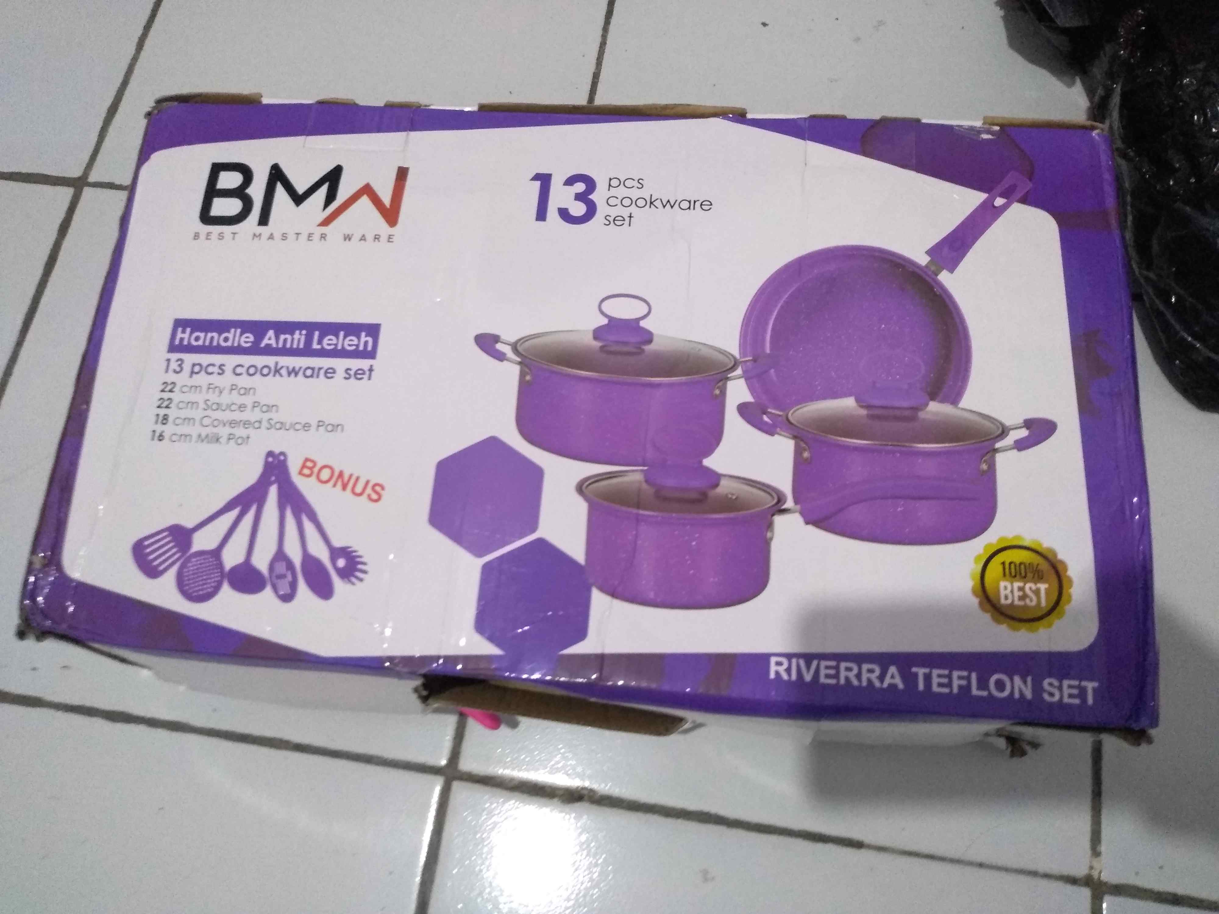 Serba Murah Jakarta - 1set Teflon Panci Set Bmw Warna Tebal Cookware Set Frypan Saucepan Milkpot