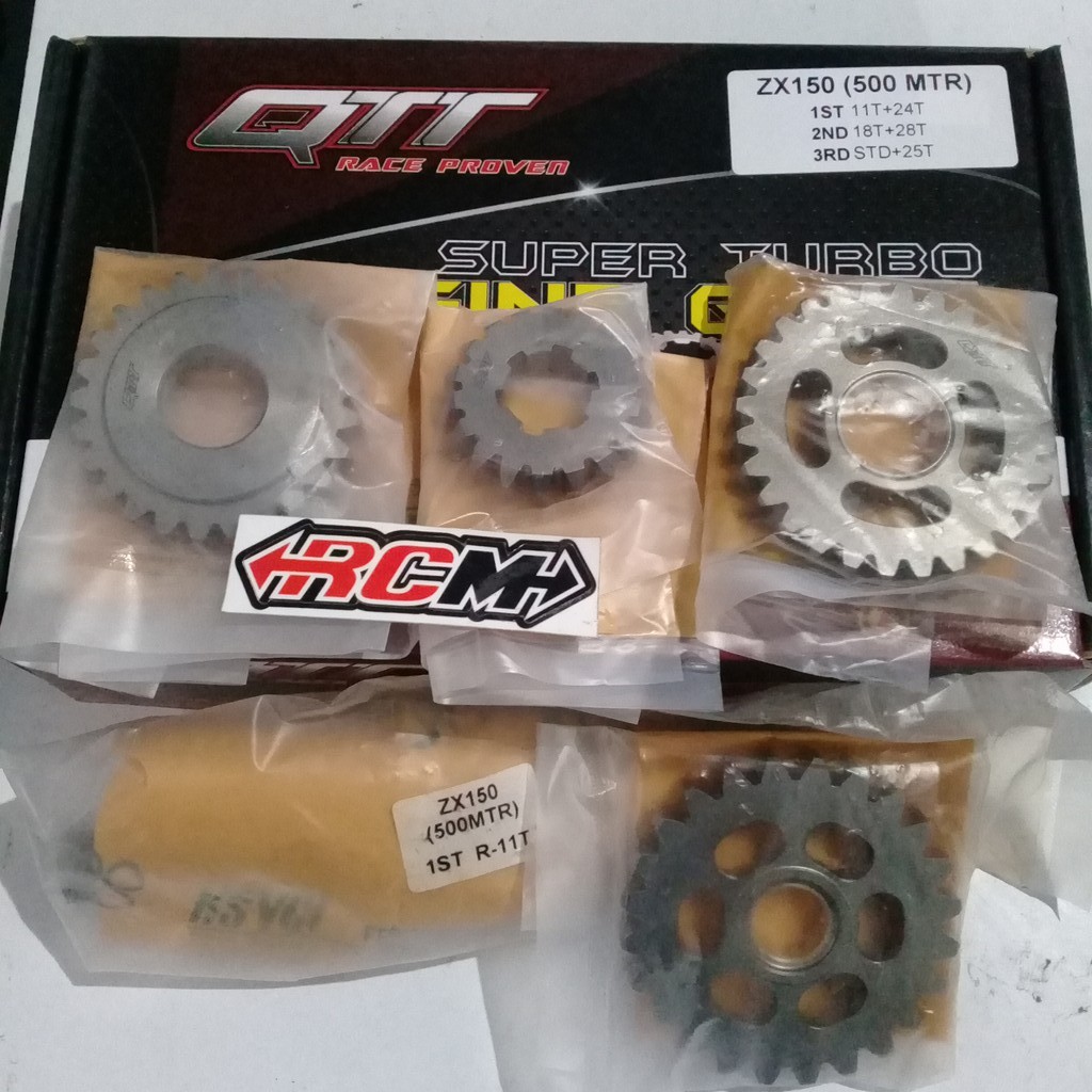 GEAR BOX GER GIR RASIO RATIO NINJA 500M 500 METER BALAP 1ST 11T+ 24T 2ND 18T+ 28T 3RD STD+25T ORI ORIGINAL QTT ASLI