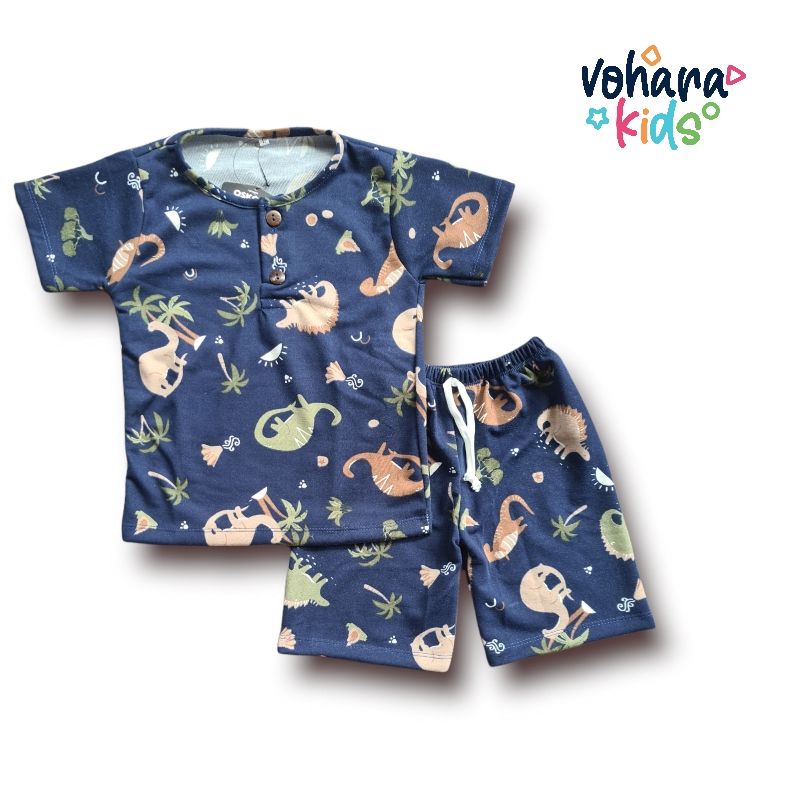 Set Kiano DINO GAJAH SERIES 1-6/7 Tahun Setelan Anak Laki laki Babyterry Motif Dino GAJAH