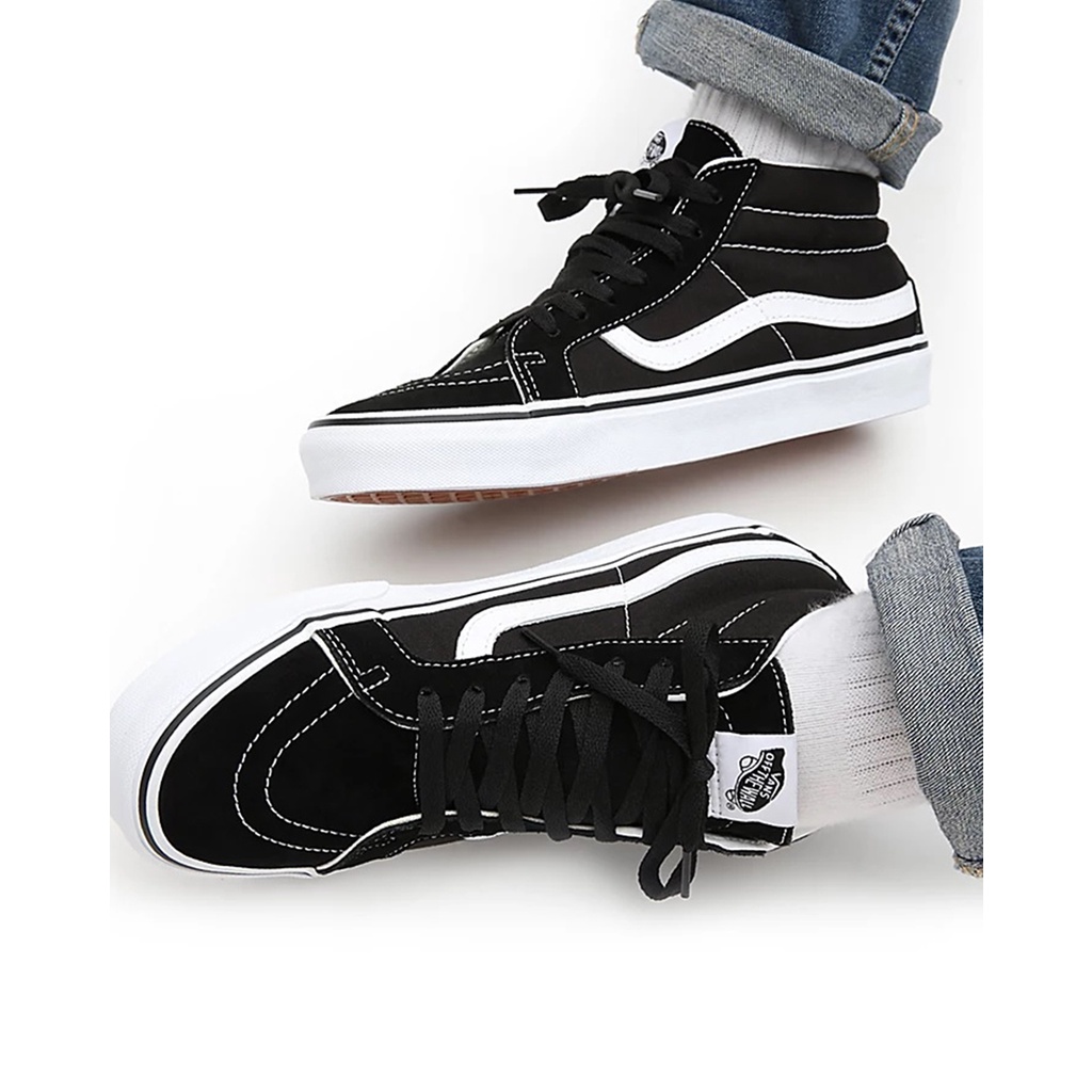 SEPATU VANS OFF THE WALL | SK8 MID BLACK WHITE