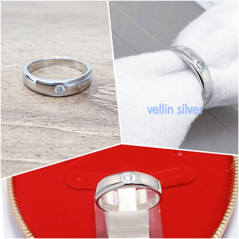 CINCIN PERAK 925 ASLI LAPIS EMAS PUTIH / CINCIN PRIA ATAU CINCIN WANITA SILVER 925 ASLI