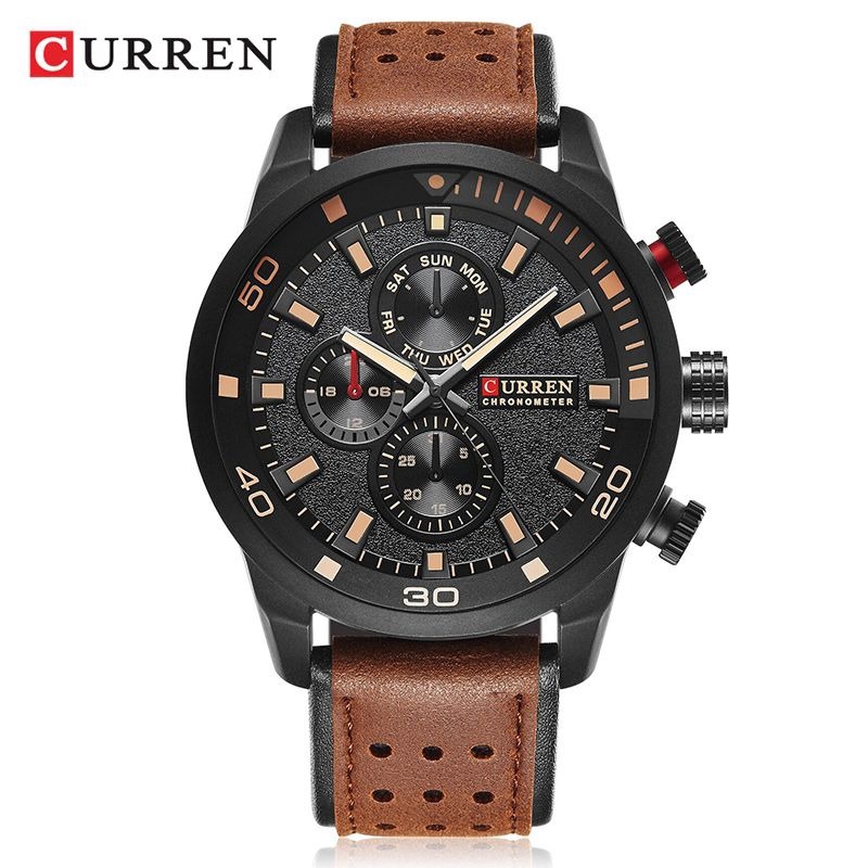 CURREN 8250 Jam Tangan Pria Analog Tali Kulit WK-SBY