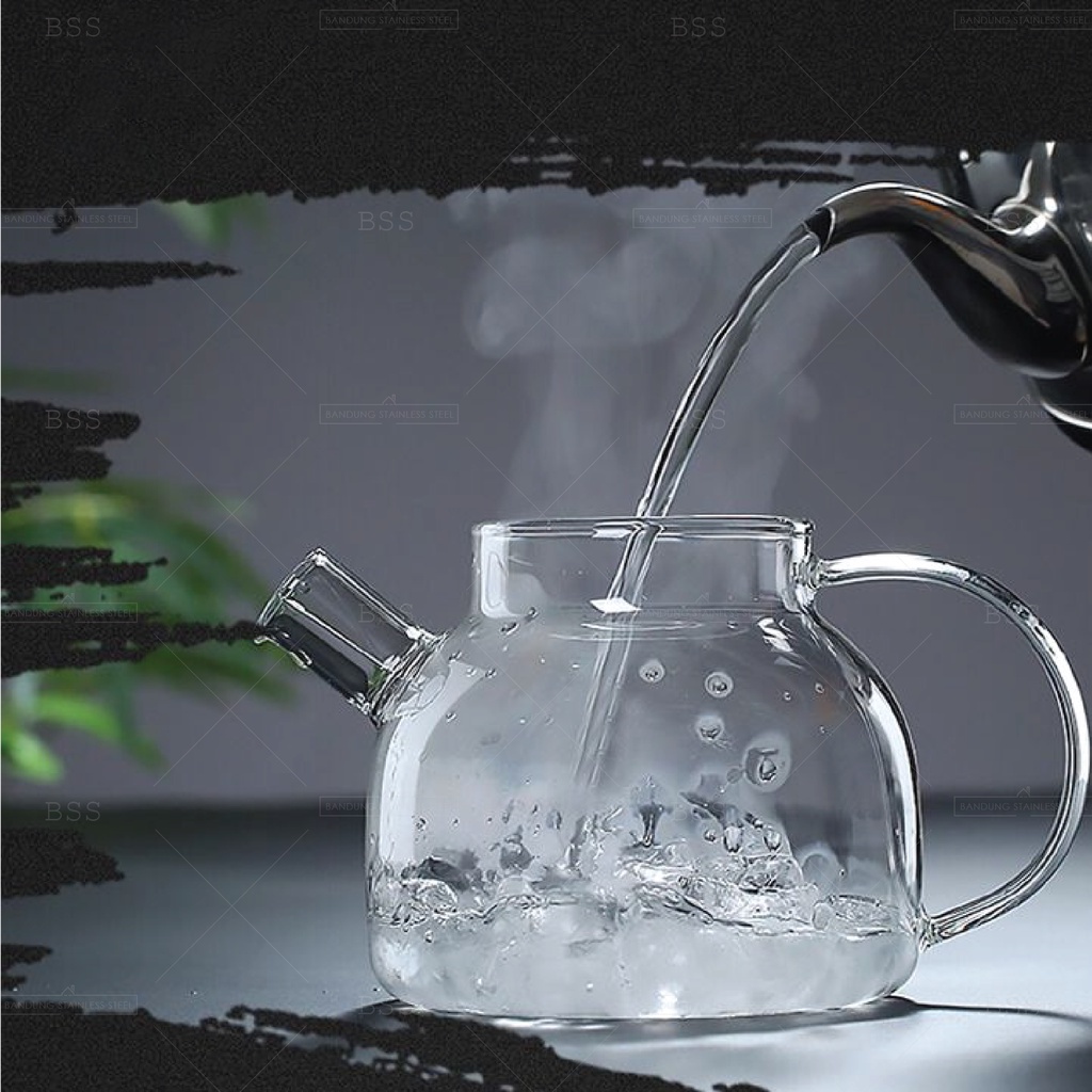 Teko 1000ml Kaca Borosilicate Unik Teapot Glass Tahan Panas Dingin Gelas