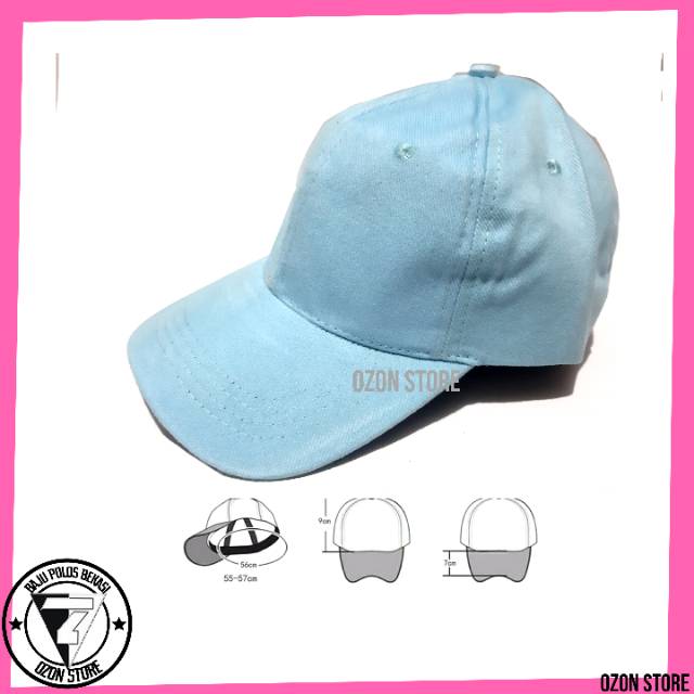 Topi Baseball Distro Caps Polos Pengait Besi Bahan Rapel Premium - Biru Baby