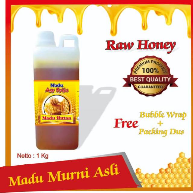 

(COD) MADU MURNI 100% ALAMI 1 KG NEKTAR BUNGA free Sendok kayu dan Packing dus