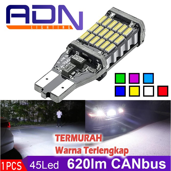 LAMPU LED MUNDUR SENJA T15 T10 W16W CANbus 45 SUPER BRIGHT ERROR FREE by ADN.in