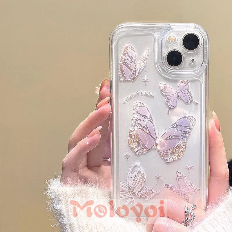 Soft Case TPU Transparan Motif Kupu-Kupu Untuk IPhone 8 7 Plus 12 13 11 Pro MAX 8Plus 6 6s 7Plus XR X XS MAX