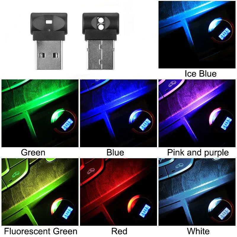 Lampu LED RGB Mini USB Car Light Interior Mood Light - IS504