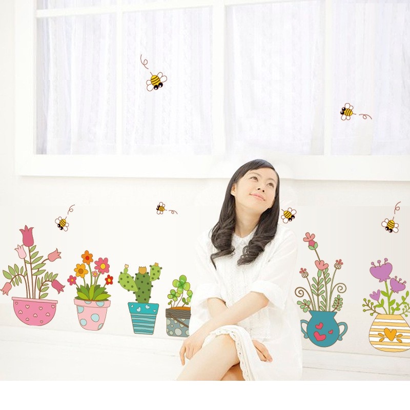 RELIZA WALL STICKER POT TULIP TANAMAN DAPUR KITCHEN STIKER DINDING SK7065