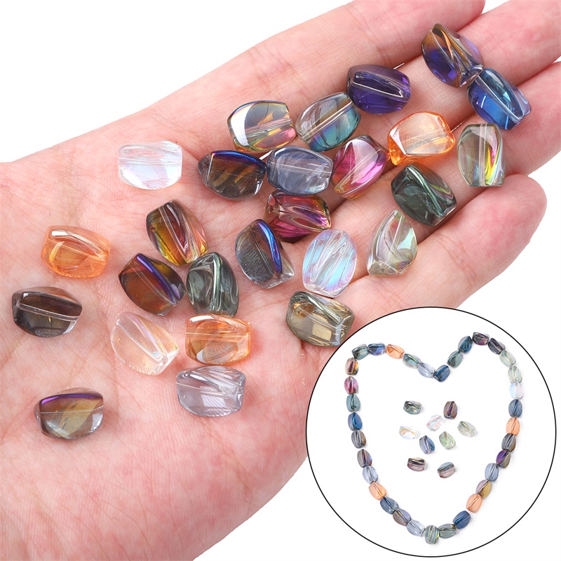 10pcs 9x12mm Manik-Manik Kristal Memutar Lapis Kaca Untuk Membuat Perhiasan Handmade DIY Aksesoris