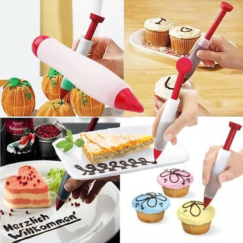 Silicone food decorative drawing pen pena spidol spuit hias kue tart bento silikon saus saos coklat fondant warna