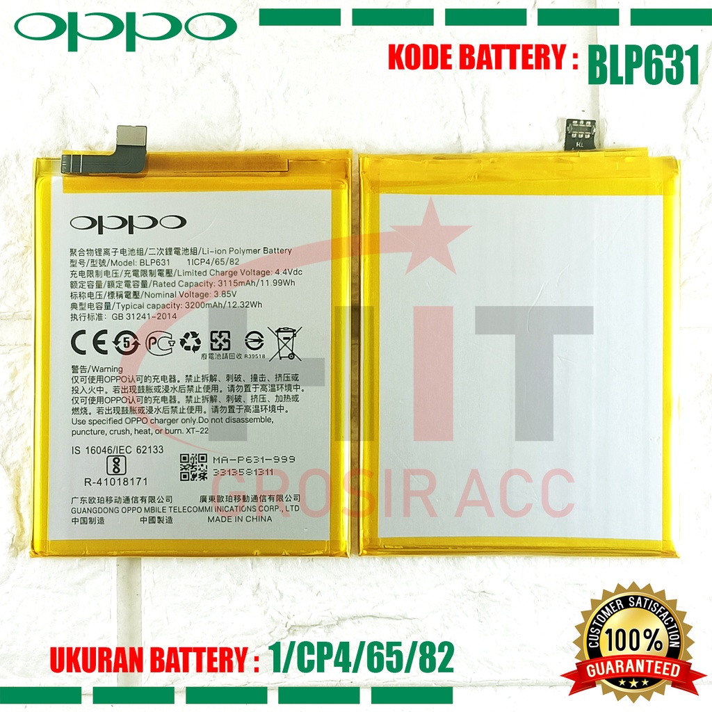 Baterai Battery Ori BLP631 Oppo F5, F3, F5 Plus, A77