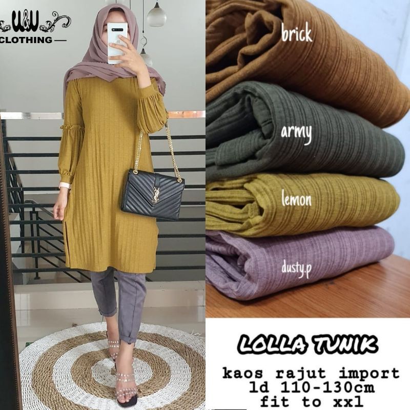 NEW Tunik RAJUT IMPORT/LOLLA TUNIK LD 110-130 FIT TO XXL/ADEM MELAR ELEGAN