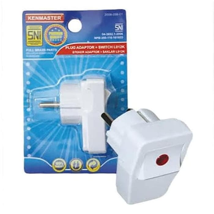 Steker Kepala Colokan Listrik - Kenmaster Plug Adaptor + Switch Saklar L012k