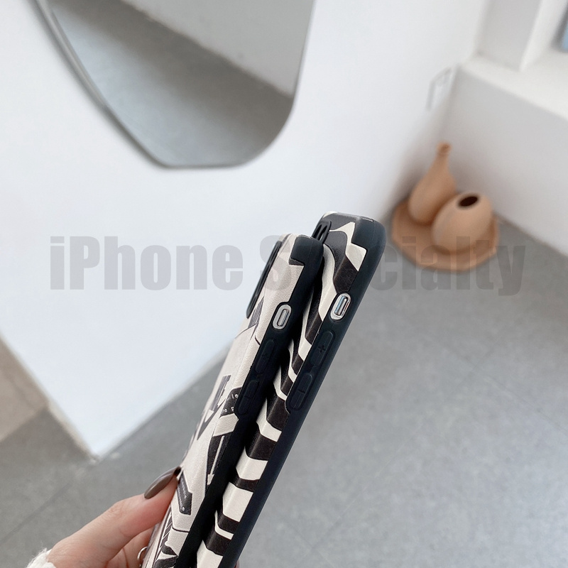 【Lanyard case iphone】 Necklace hanging type is suitable for iPhone 12 Pro Max 12 Mini 11pro Max Xs max XR 7/8 / se 7plus / 8plus 6s plus Pola zebra dan pola sapi Cangkang pelindung anti-jatuh