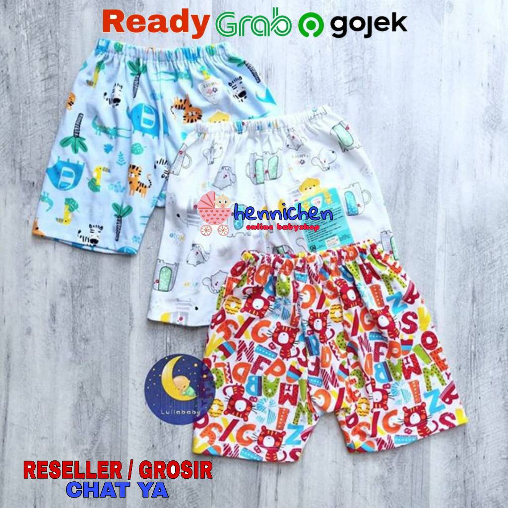 3 Pcs Celana Pendek dan Celana Panjang Anak Libby Print 0-6  Bulan