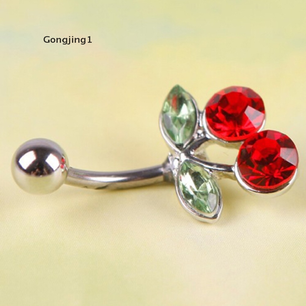 Gongjing1 Anting Tindik Perutpusar Model Buah Ceri Merah Hias Berlian Imitasi Untuk Wanita