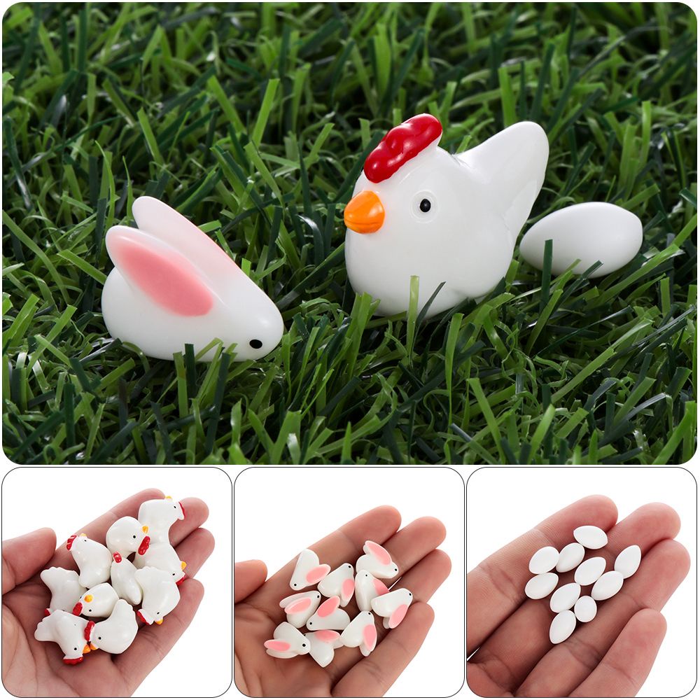 10Pcs Easter Ornament Micro Landscape Garden Supplies Gardening Decorations Resin Rabbit Cute Bunny Mini Chick Eggs