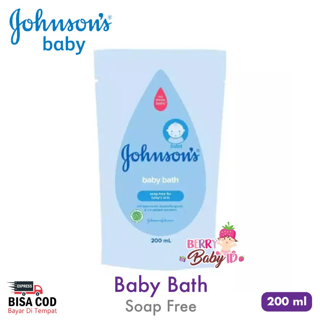 Johnson's Baby Bath Blue Sabun Cair Bayi Johnsons Refill Pack 200 ml Berry Mart