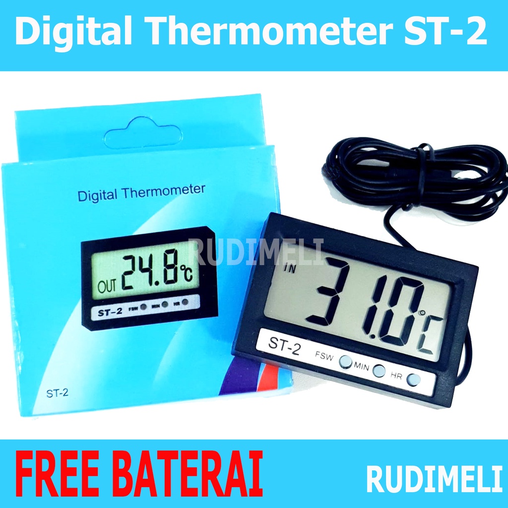 Thermometer Digital Ruangan Mobil Kulkas AC  Sensor pengukur suhu  ST 2