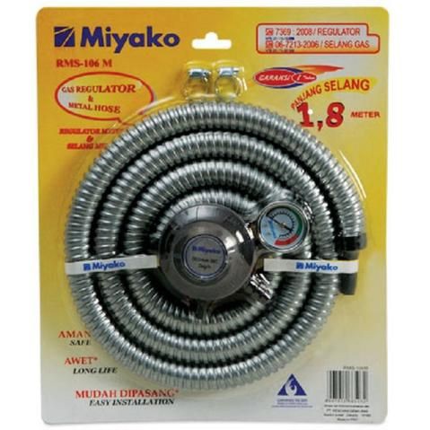 MIYAKO Regulator Gas Tekanan Rendah Meter + Selang 1.8 Meter RMS 106 - Garansi Resmi 1 Tahun