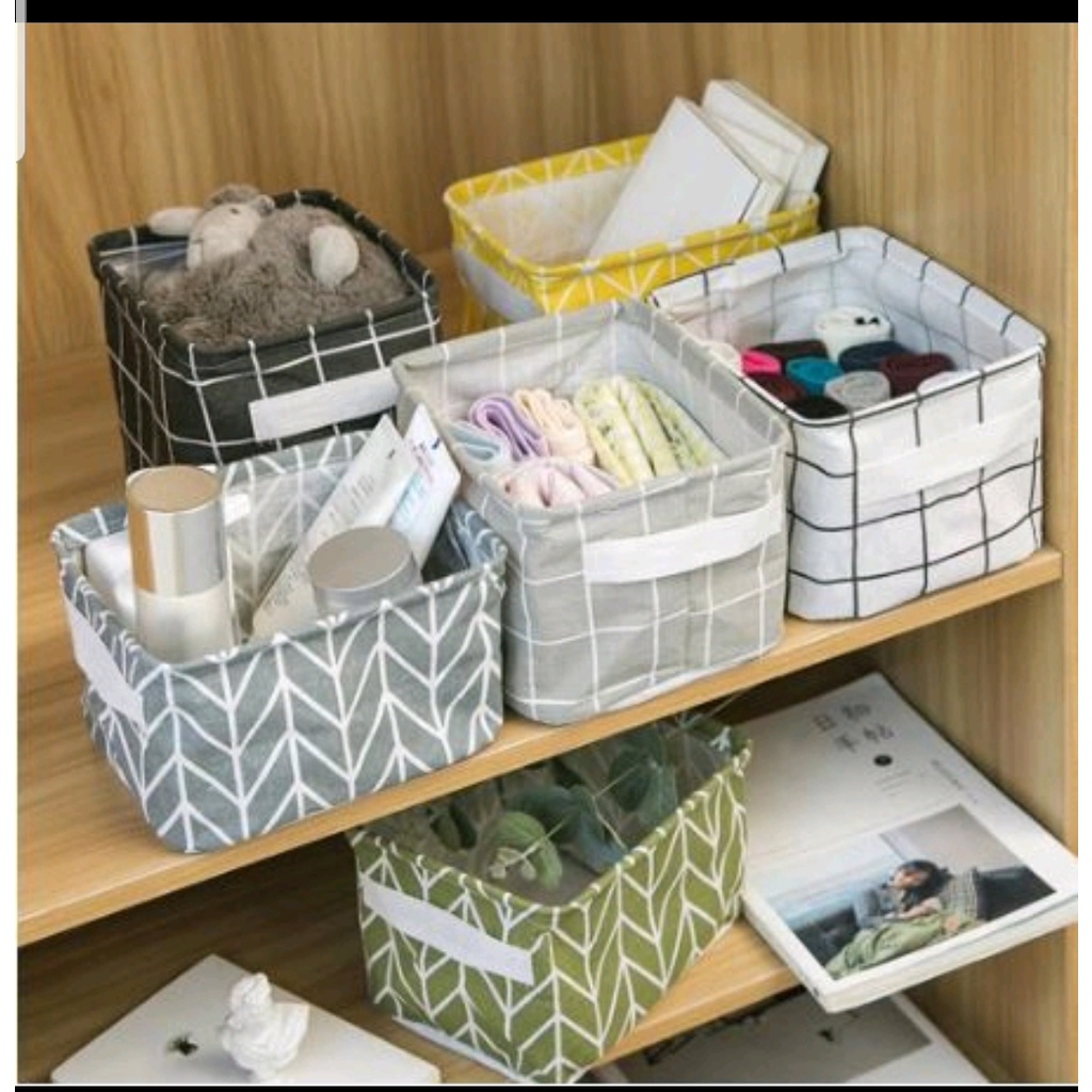 Keranjang Lipat Desktop Storage Box Organizer Kotak Penyimpanan Tempat Wadah Aksesoris Mini