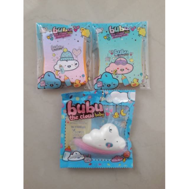 Paket dapat 3 squishy bubu the cloud & baby dreamy series mini toast licensed momocuppy