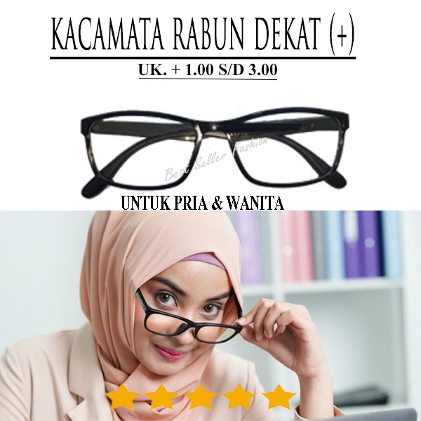 Kacamata rabun dekat (+) uk. +1.00 sampai +3.00 Kacamata baca lensa full plus untuk pria dan wanita TANPA BOX