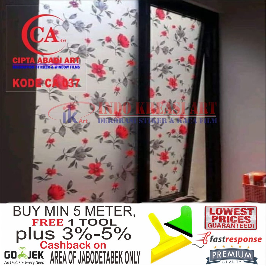 STIKER KACA STICKER KACA MOTIF BUNGA 122 KACA FILM MOTIF PELAPIS KACA JENDELA