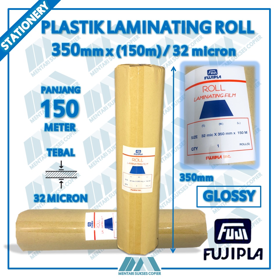 PLASTIK LAMINATING FILM ROLL FUJIPLA GLOSSY 350 MM X 150 M 32 MICRON