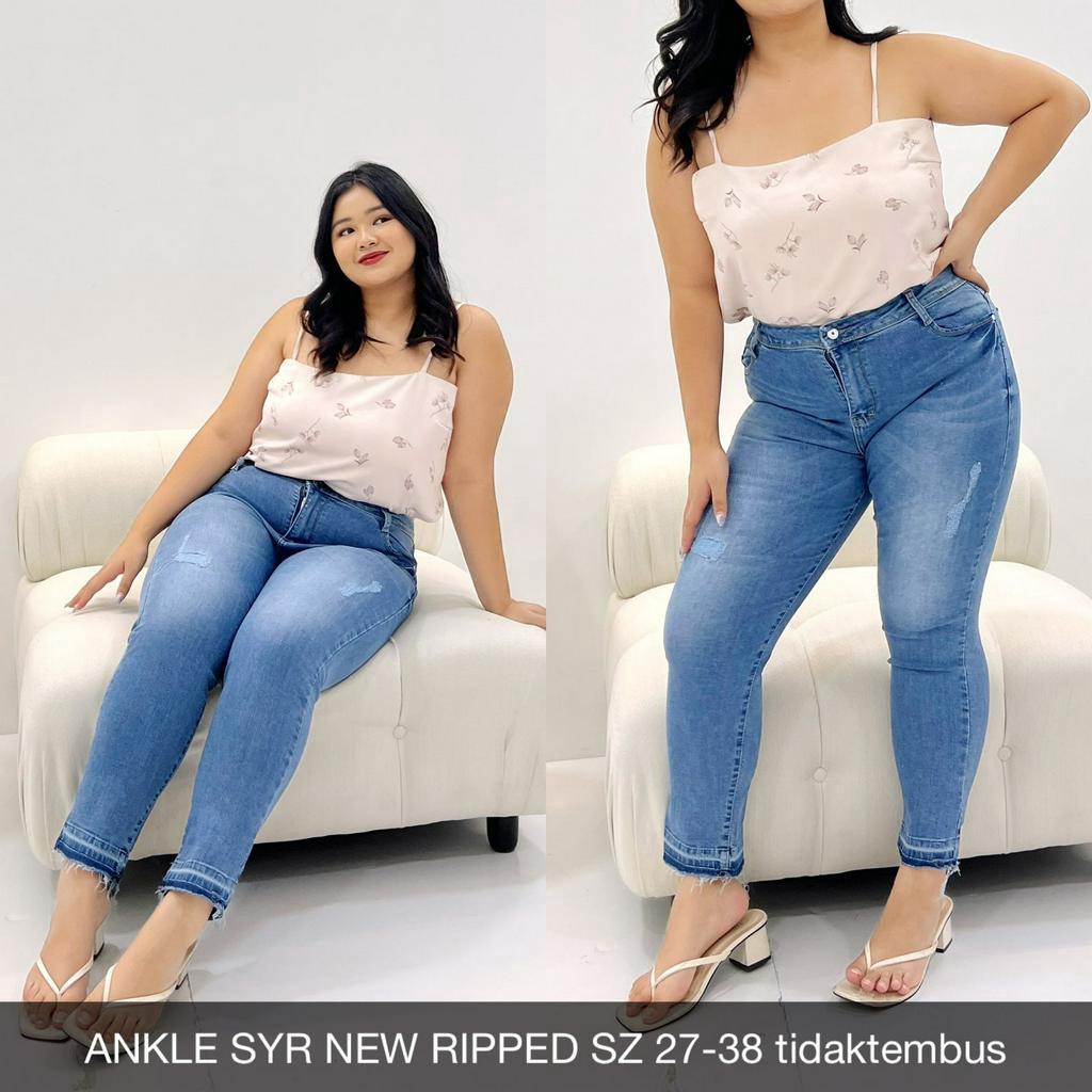 CELANA JEANS WANITA UKURAN NORMAL &amp; JUMBO - ANKLE SYR JEANS