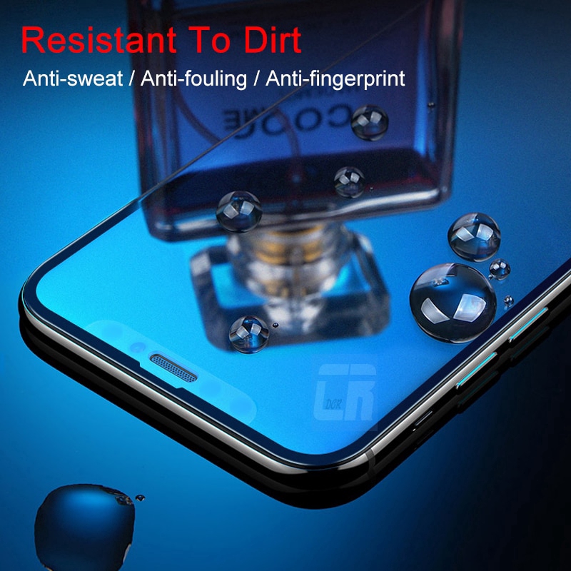 Compatible with iPhone X 8 7 6S Plus 5  5s 5c SE  No Fingerprint Full Cover Matte Tempered Glass