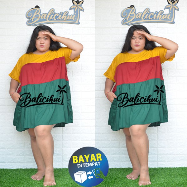 Balicihui Dress Malory Pelangi Jumbo Dress Jumbo Wanita Dress Plus Size Dress Big Size Dress Bali