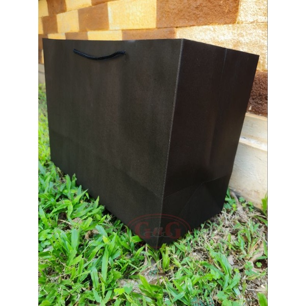 

20pcs - 22x22x25 Paper Bag Hitam Box Kotak Nasi, Bento, Roti Kue Cake