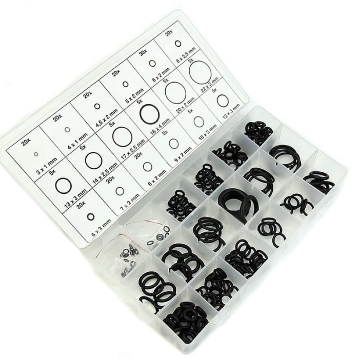 Karet Rubber O Ring Seal Tightening 225 PCS Plus Box Black