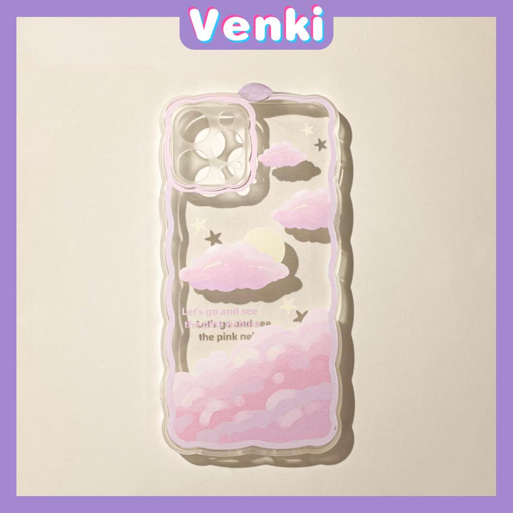 iPhone Case Silicone Soft Case Clear Case Wave Airbag Shockproof Camera Cover Protection Pink Cloud Compatible For iPhone 11 iPhone 13 Pro Max iPhone 12 Pro Max iPhone 7 Plus xr