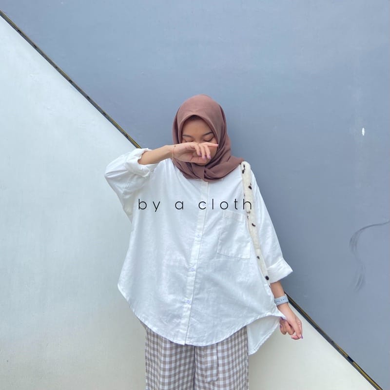 Atasan Kemeja Wanita - Kemeja Linen Wanita Oversize Lengan Panjang Full Kancing Matt Katun Linen Import