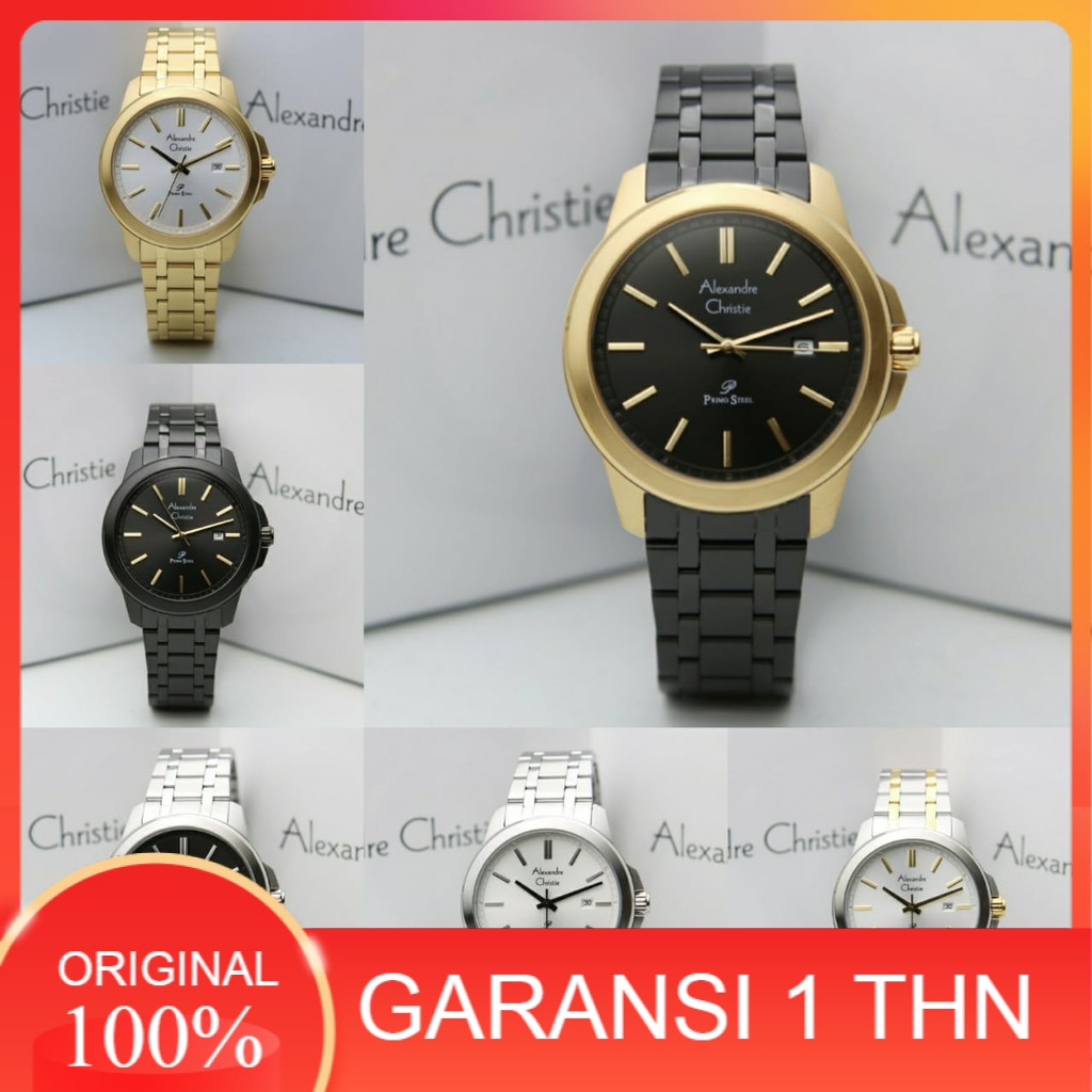 JAM TANGAN PRIA ALEXANDRE CHRISTIE AC 1017 AC1017 BLACK GOLD ORIGINAL
