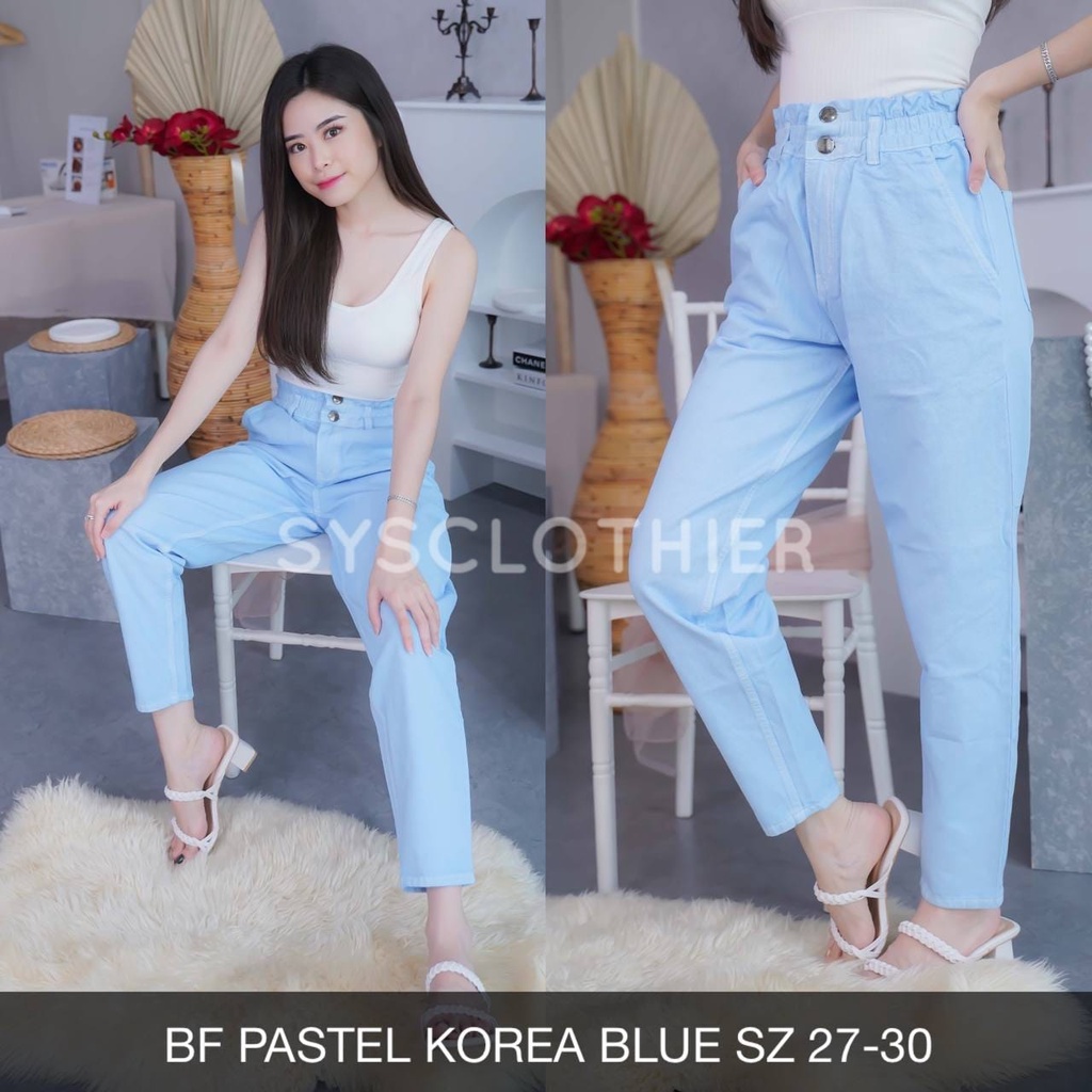 CELANA JEANS WANITA BF PASTEL KOREA -SYS CLOTHIER