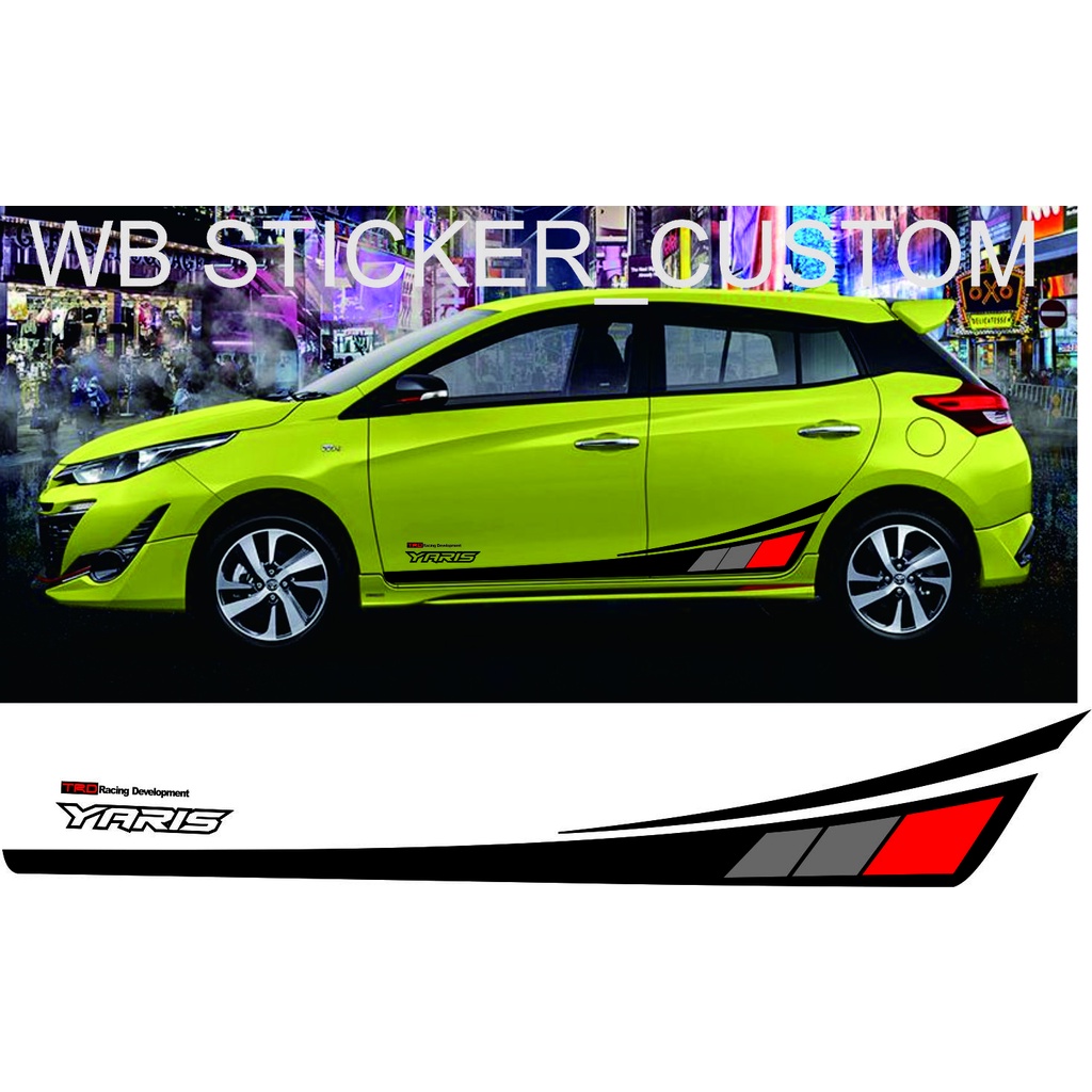 sticker body samping mobil cutting sticker variasi mobil decal variasi mobil yaris kuning,agya,ayla,