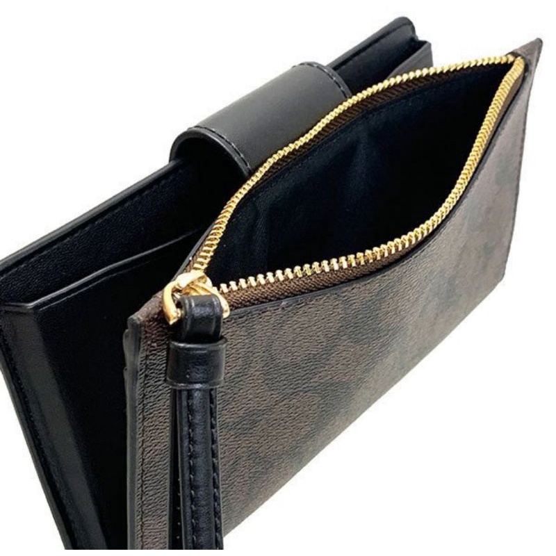 Coach Tech Phone Wallet Colorblock Signature Canvas Mahogany (C2874)