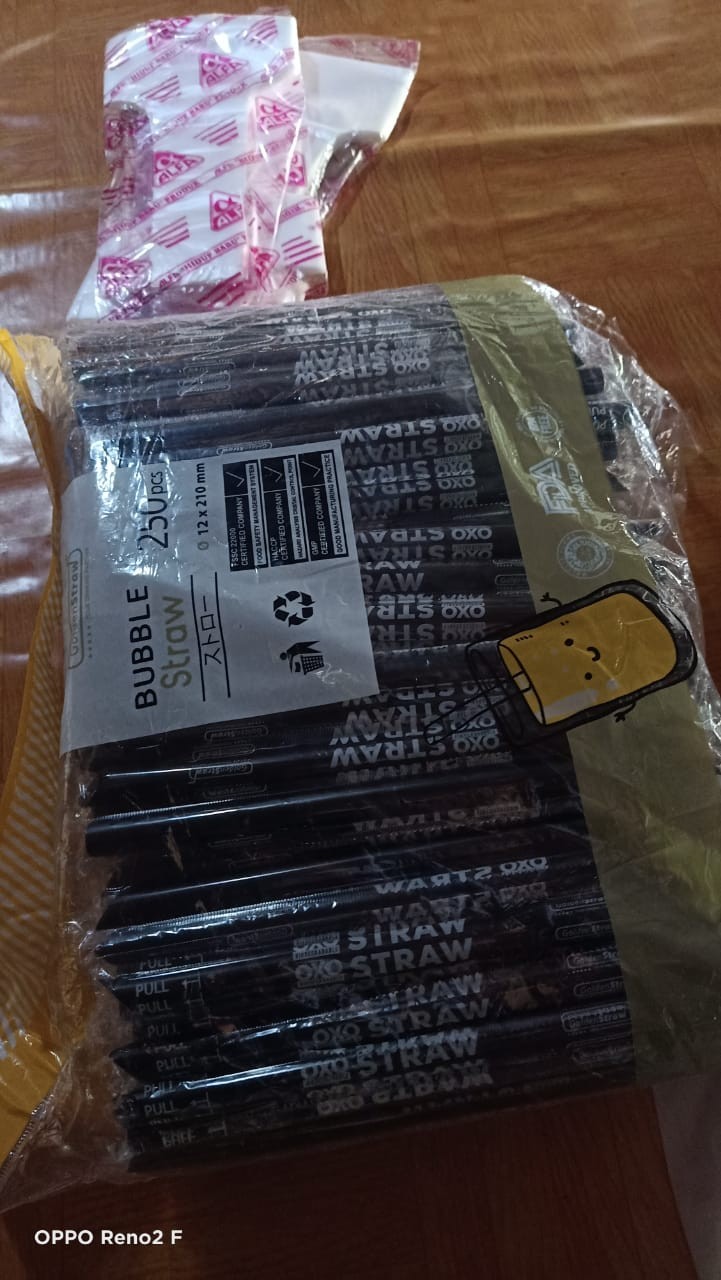 Sedotan Khusus Boba Bubble Diameter 12mm Panjang 20 Cm Steril Satuan